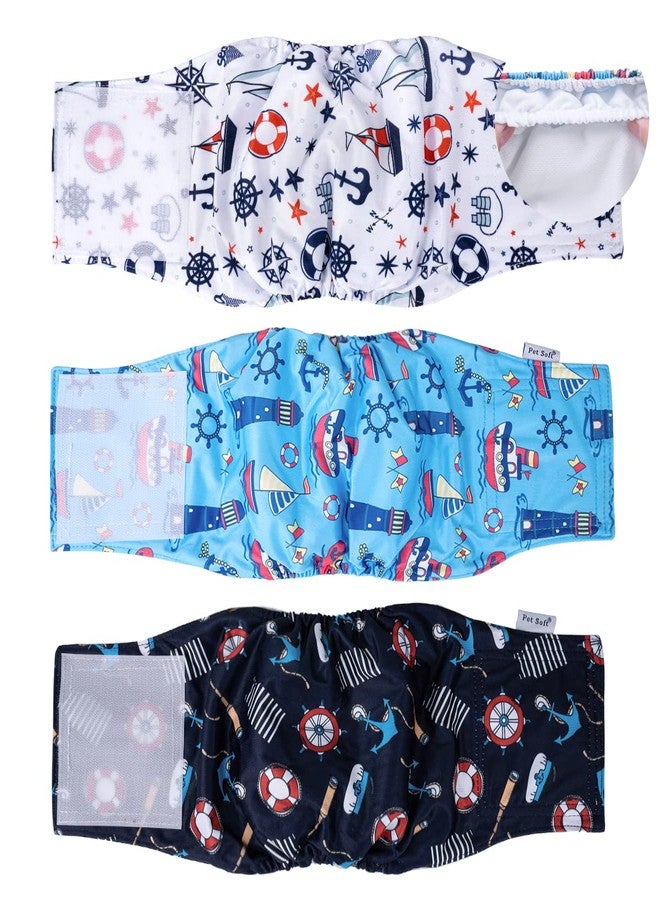 Pet Soft Dog Belly Bands - Washable Dog Diapers Belly Band for Male Dogs, Reusable Male Dogs Wraps 3pack for Doggy Puppy(Sailor, XS) - Image 1